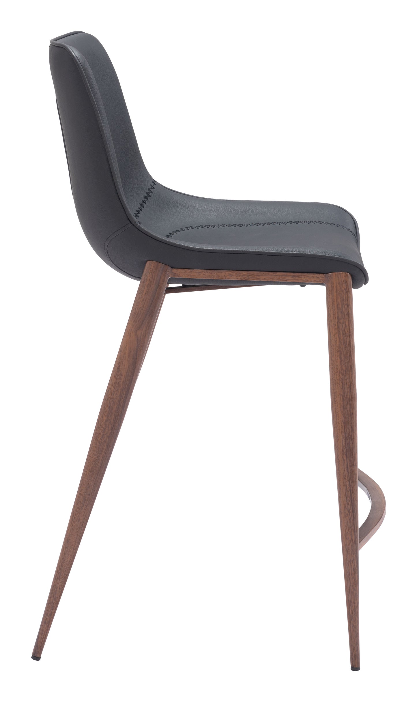 Magnus Counter Stool Set of 2 - Black & Walnut Modern and Stylish Counter Stools for Contemporary Kitchens and Dining Areas