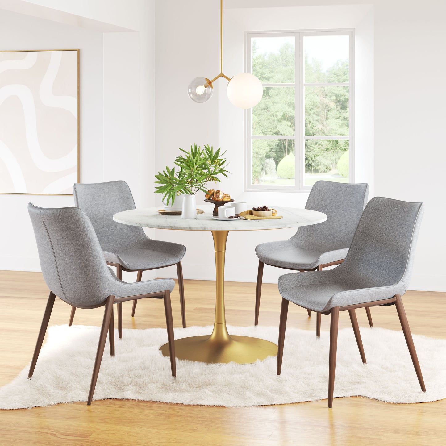 Magnus Dining Chair Set of 2 - Slate Gray & Walnut Modern and Stylish Upholstered Chairs for Elegant Dining Rooms