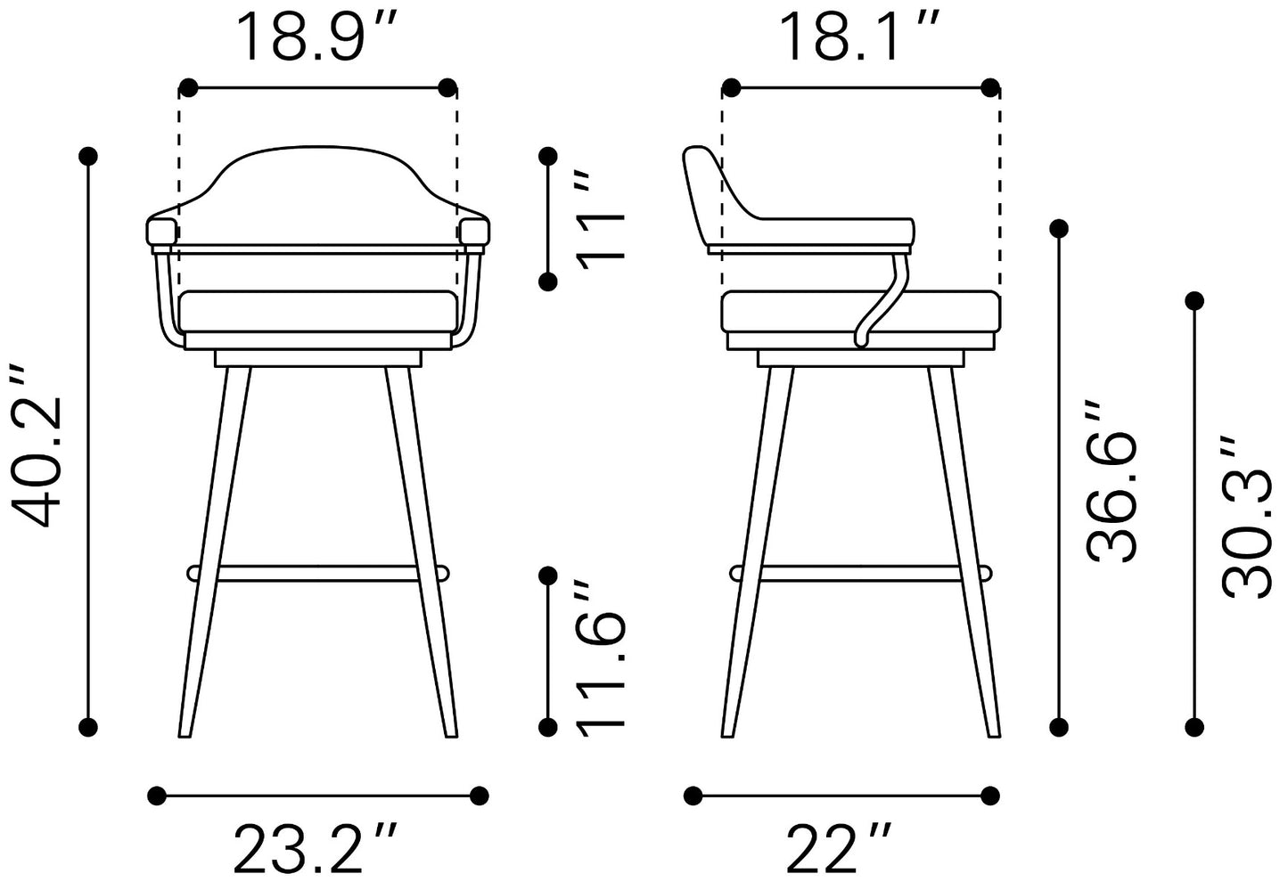 Vagur Swivel Barstool - Black Modern and Stylish Swivel Barstool for Contemporary Kitchens and Bars