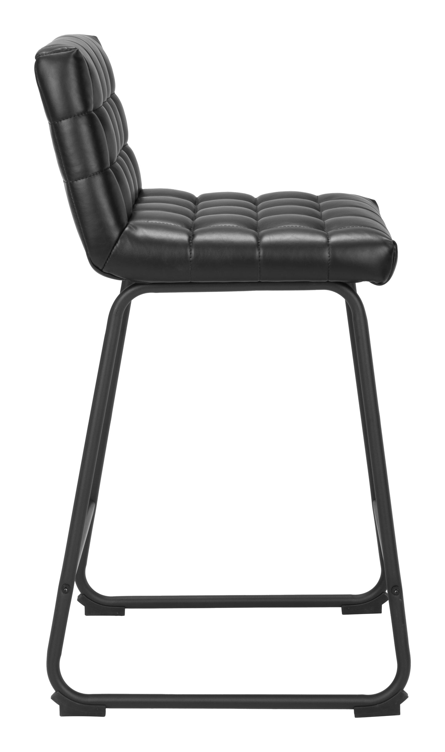 Pago Counter Stool Set of 2 - Black Modern and Stylish Upholstered Stools for Contemporary Kitchens and Dining Spaces