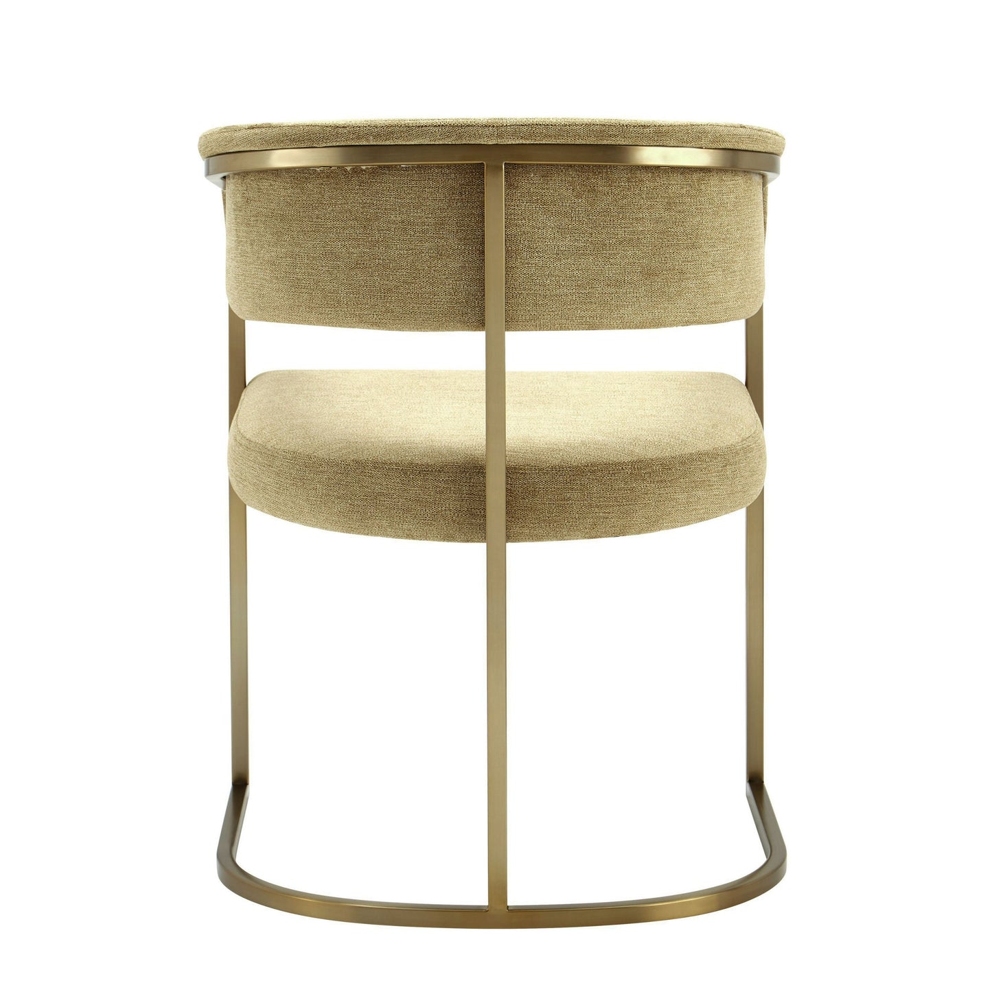 Modrest Sebastian Modern Brown Fabric Dining Chair with Antique Brass Legs for Elegant Dining Rooms