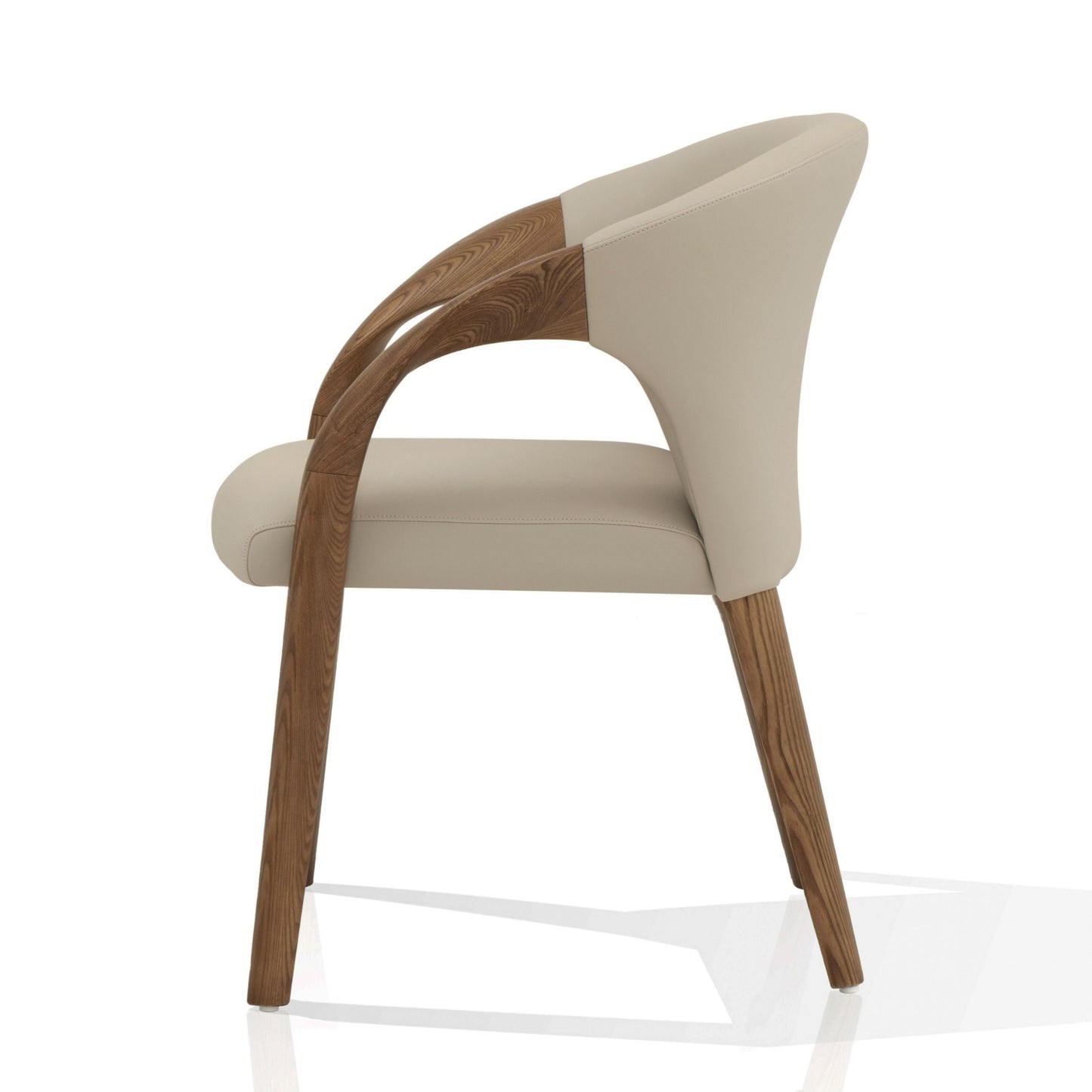 Modrest Wynetta Mid-Century Modern Grey Vegan Leather Dining Chair with Walnut Legs for Stylish Dining Spaces