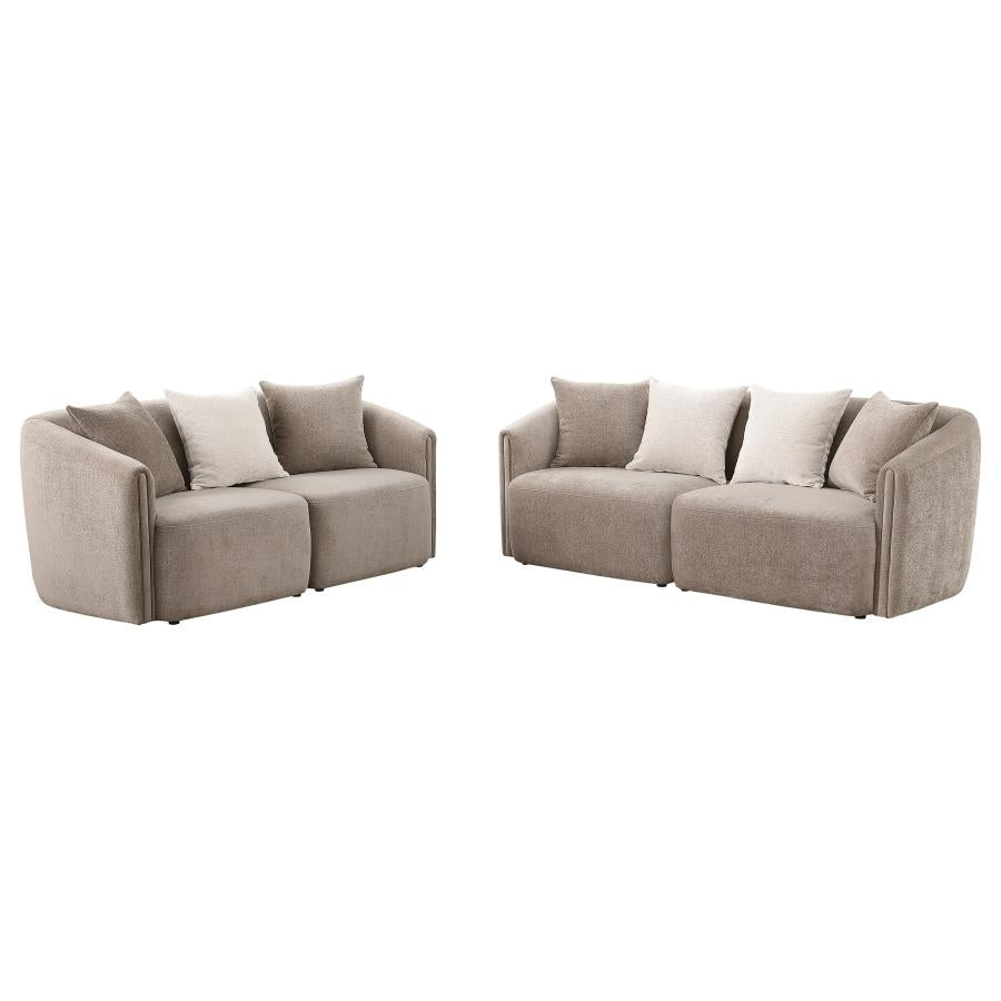 Townsend 2-Piece Chenille Upholstered Sofa Set Latte - Comfortable and Stylish Seating for Your Living Room
