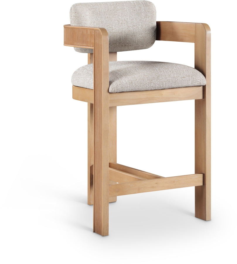 Sacha Linen Textured Fabric Upholstered Counter Stool