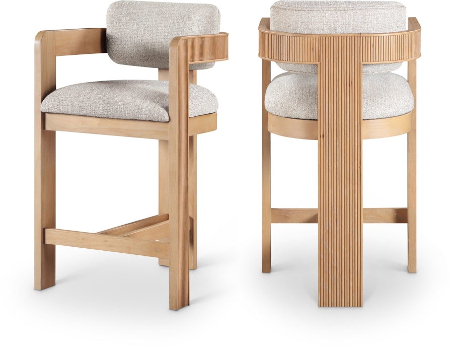 Sacha Linen Textured Fabric Upholstered Counter Stool