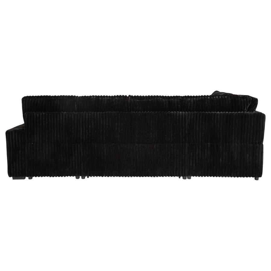 Devonshire Black Sleeper Sectional Sofa with Storage Chaise - Space-Saving Comfort