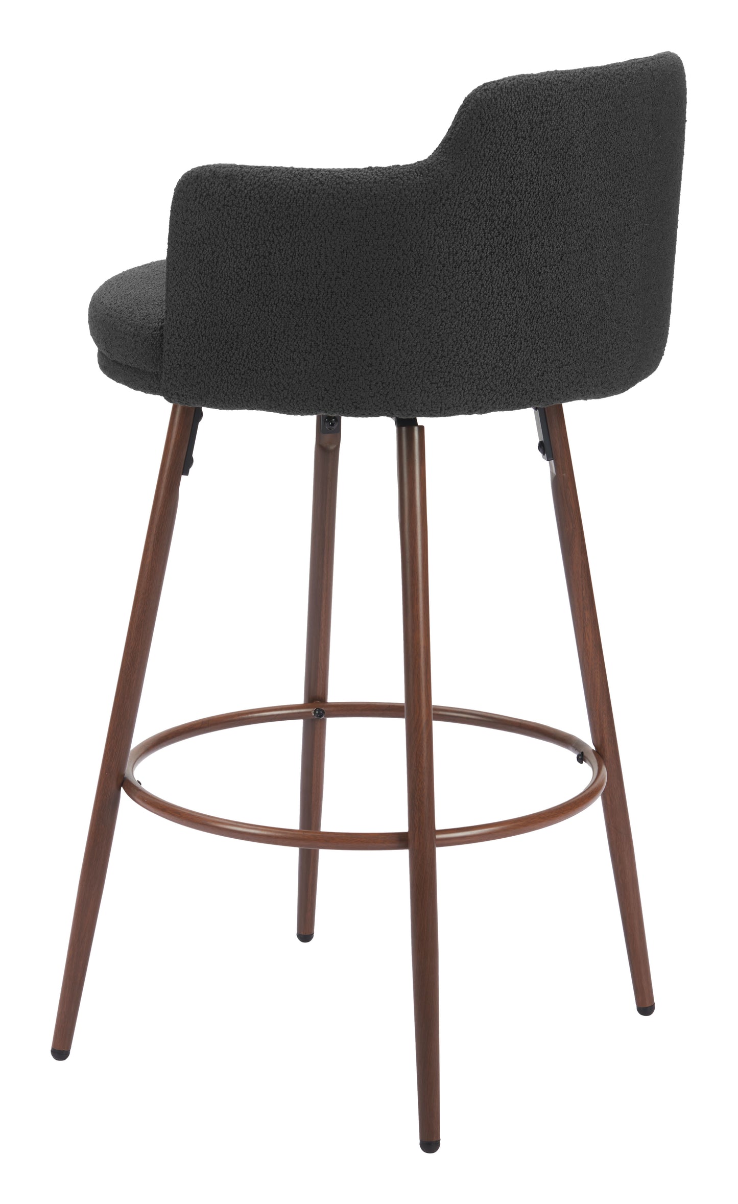 Kono Swivel Barstool (Set of 2) Black & Walnut - Sleek & Comfortable Barstools with Black Upholstery and Walnut Wood Details for a Contemporary, Stylish Touch