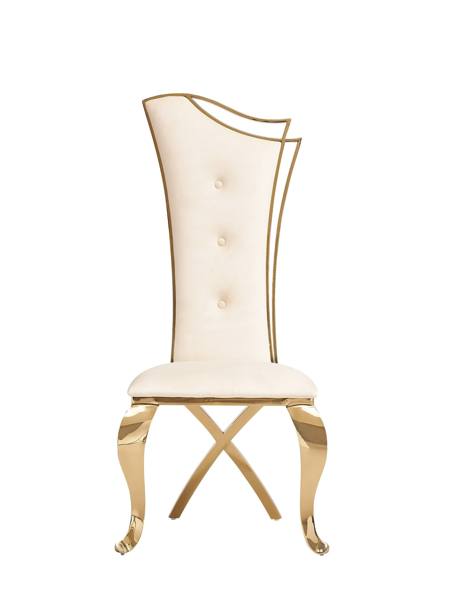 Modrest Bonnie - Modern Beige Velvet & Champagne Gold Dining Chair (Set of 2)