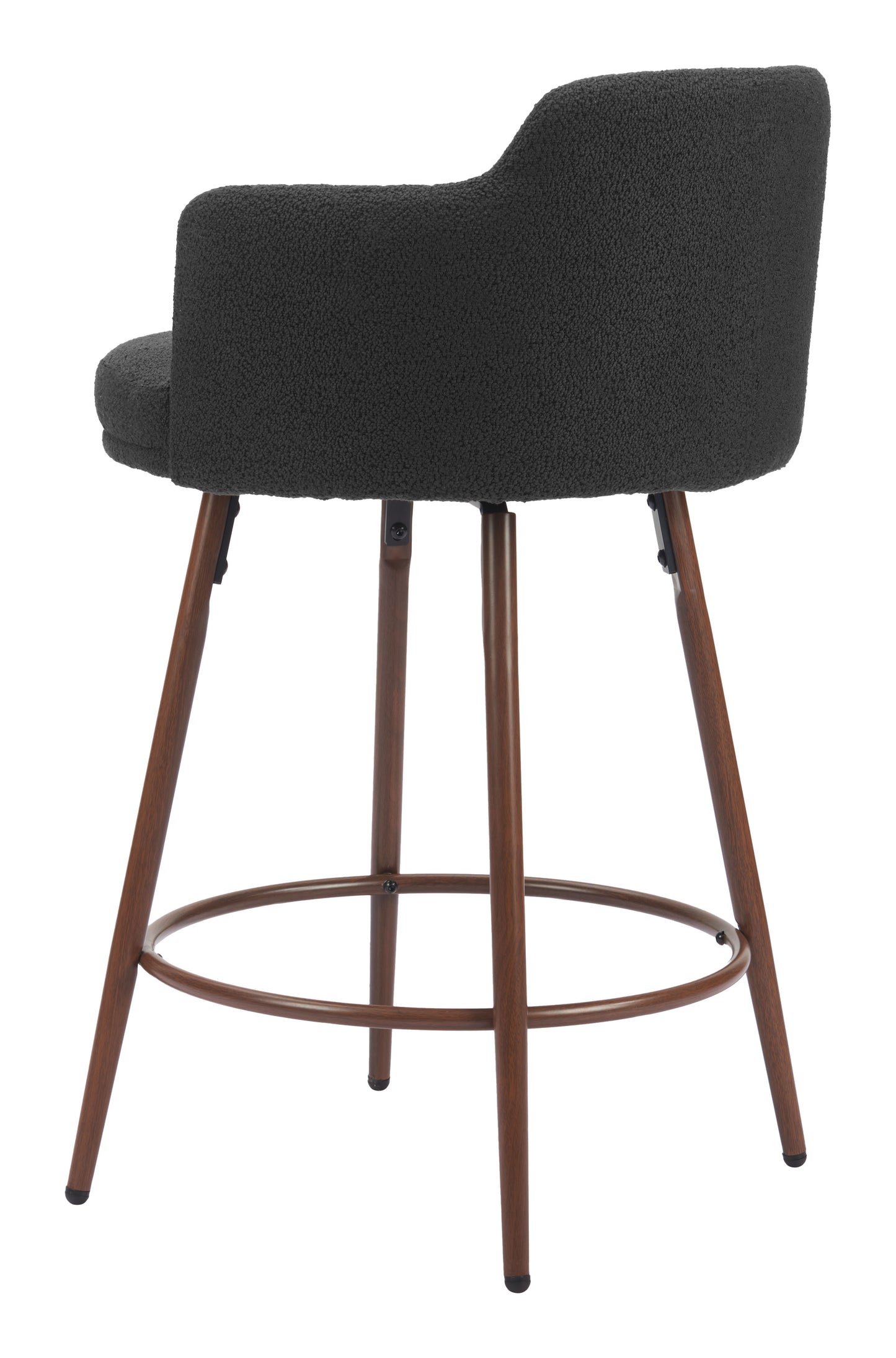 Kono Swivel Counter Stool (Set of 2) Black & Walnut - Stylish & Functional Counter Stools with a Chic Black Upholstery and Walnut Wood Accents for a Modern Look