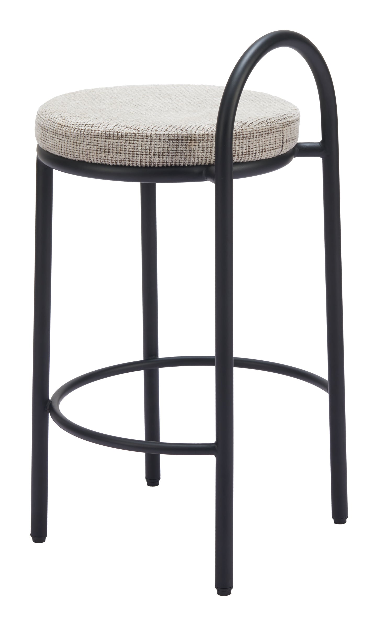 Sisal Counter Stool Set of 2 - Beige Tweed Stylish Upholstered Stools for Modern Kitchens and Dining Areas