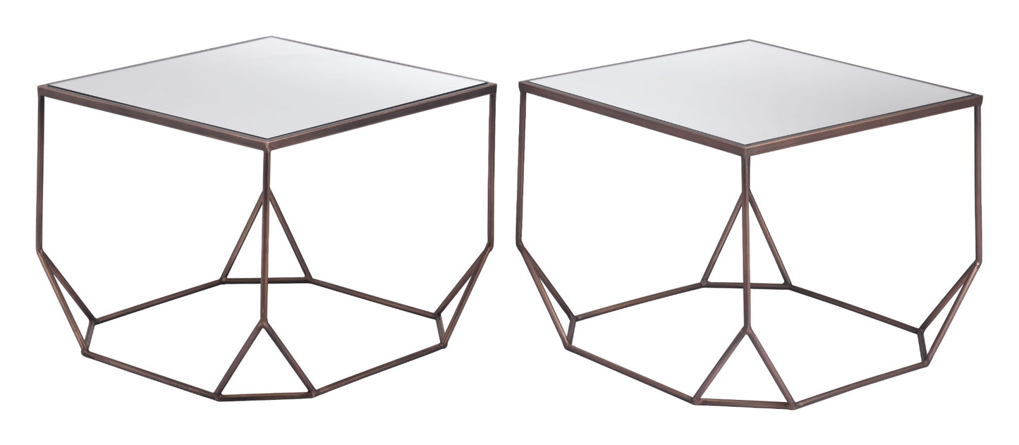 Arzon Coffee Table Set (2-Piece) - Bronze Elegant and Modern Coffee Tables for Contemporary Living Rooms