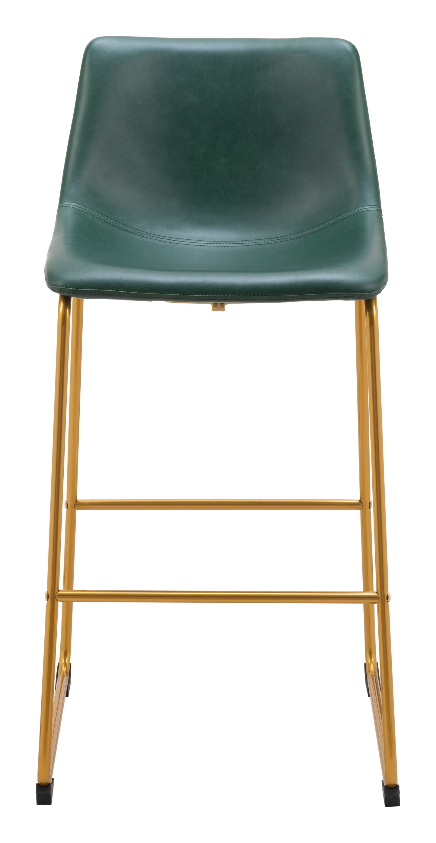 Augusta Barstool Set of 2 - Green & Gold Stylish and Modern Upholstered Barstools for Contemporary Kitchens and Bars