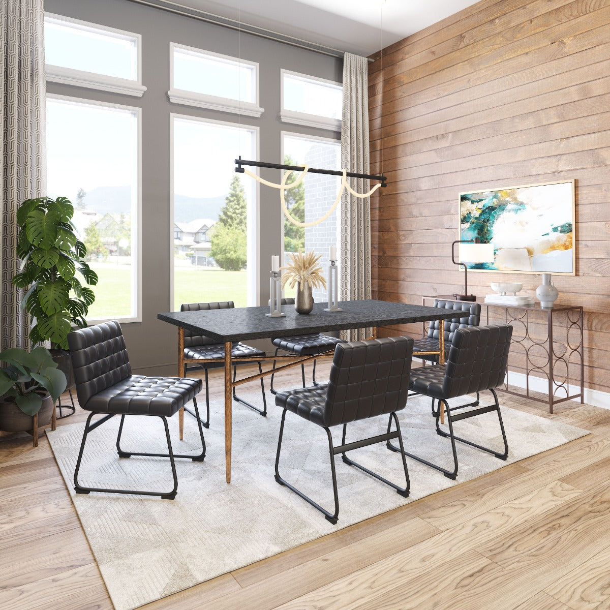 Pago Dining Chair Set of 2 - Black Stylish and Modern Upholstered Chairs for Elegant Dining Rooms
