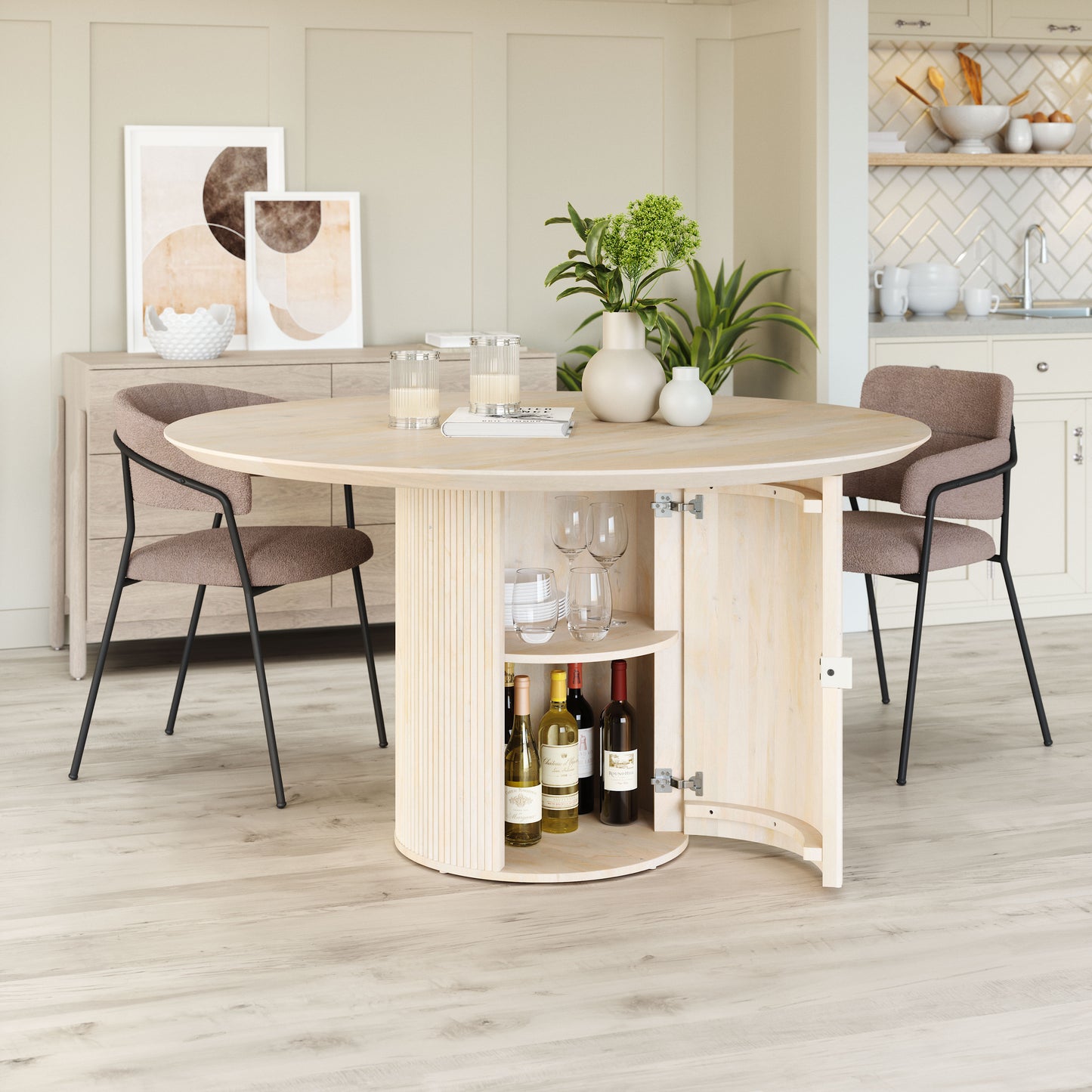 Izola Dining Table - Natural Sleek and Elegant Dining Table for Modern Dining Spaces