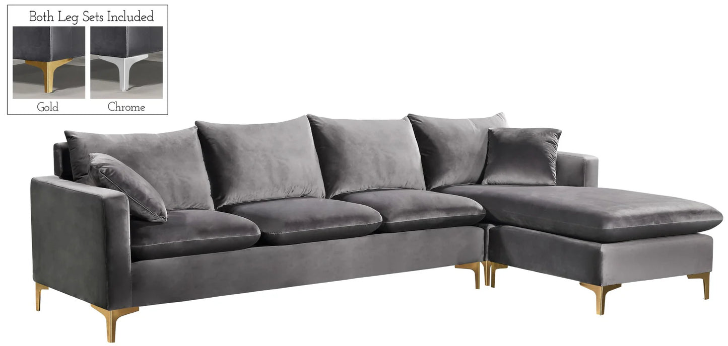 Naomi Velvet Upholstered Reversible Sectional – Luxe Looks Everyday Comfort