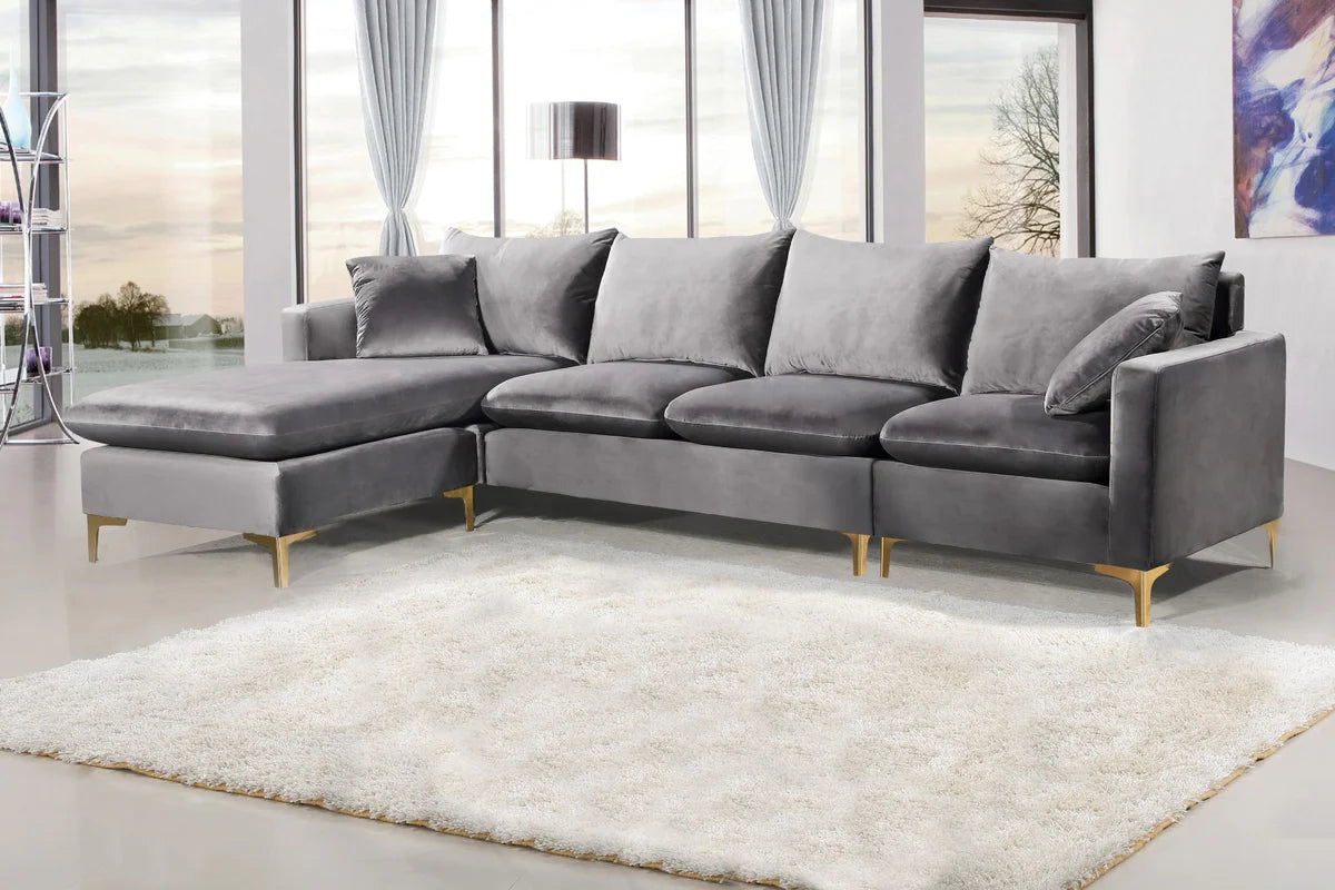 Naomi Velvet Upholstered Reversible Sectional – Luxe Looks Everyday Comfort