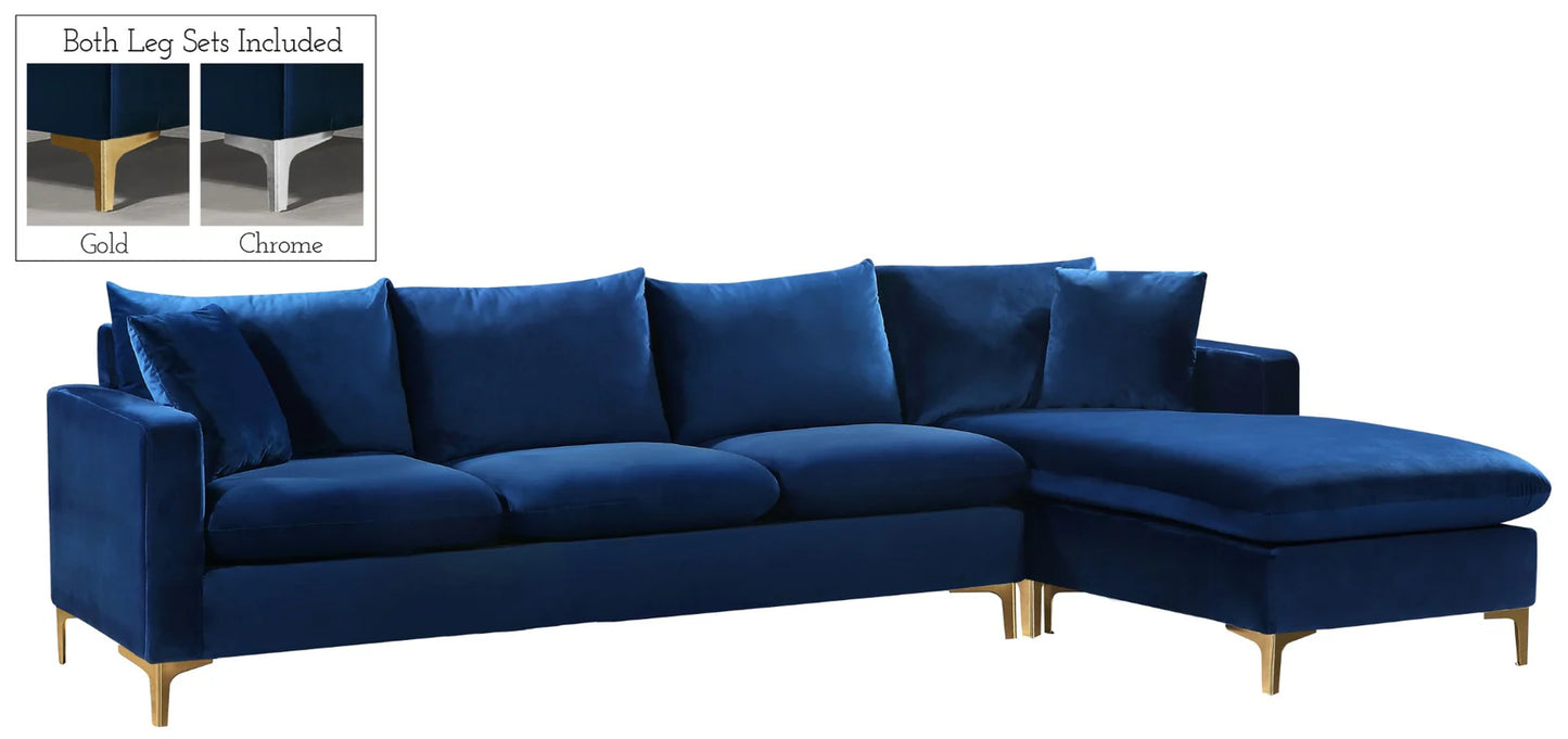 Naomi Velvet Upholstered Reversible Sectional – Luxe Looks Everyday Comfort