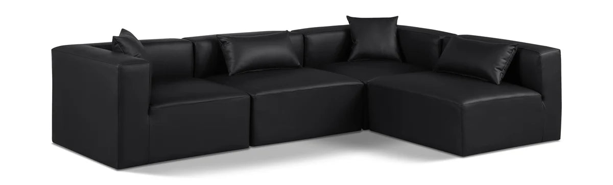 Cube 108 Vegan Leather Upholstered 4pc Modular Sectional – Sleek Spacious Seriously Comfy