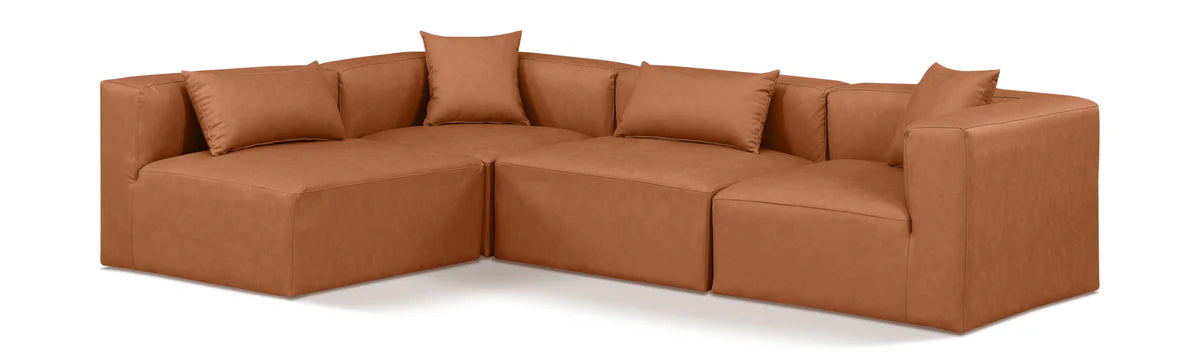 Cube 108 Vegan Leather Upholstered 4pc Modular Sectional – Sleek Spacious Seriously Comfy