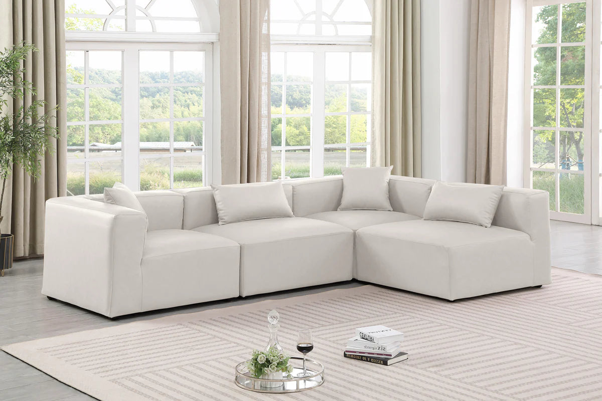 Cube 108 Vegan Leather Upholstered 4pc Modular Sectional – Sleek Spacious Seriously Comfy