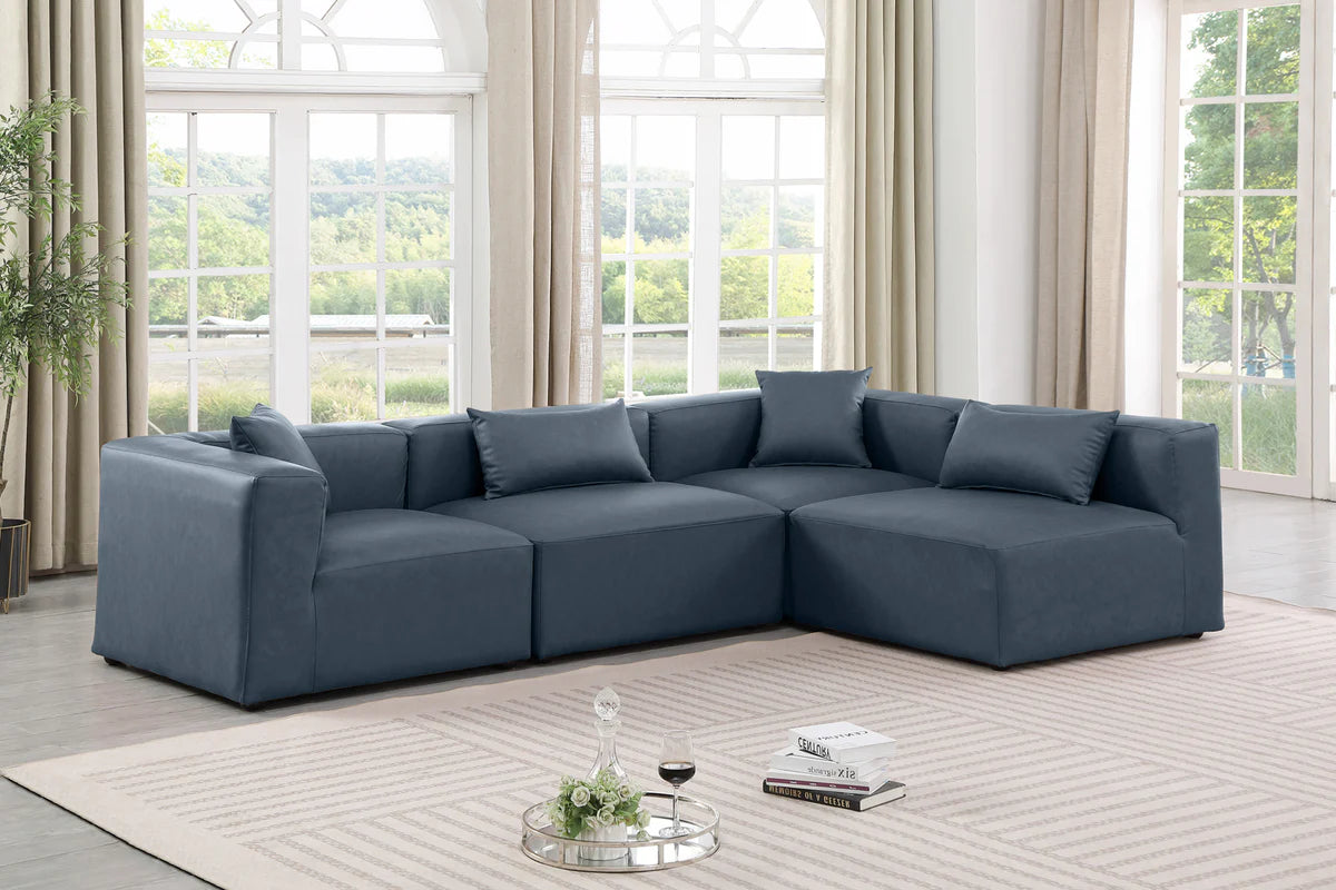 Cube 108 Vegan Leather Upholstered 4pc Modular Sectional – Sleek Spacious Seriously Comfy