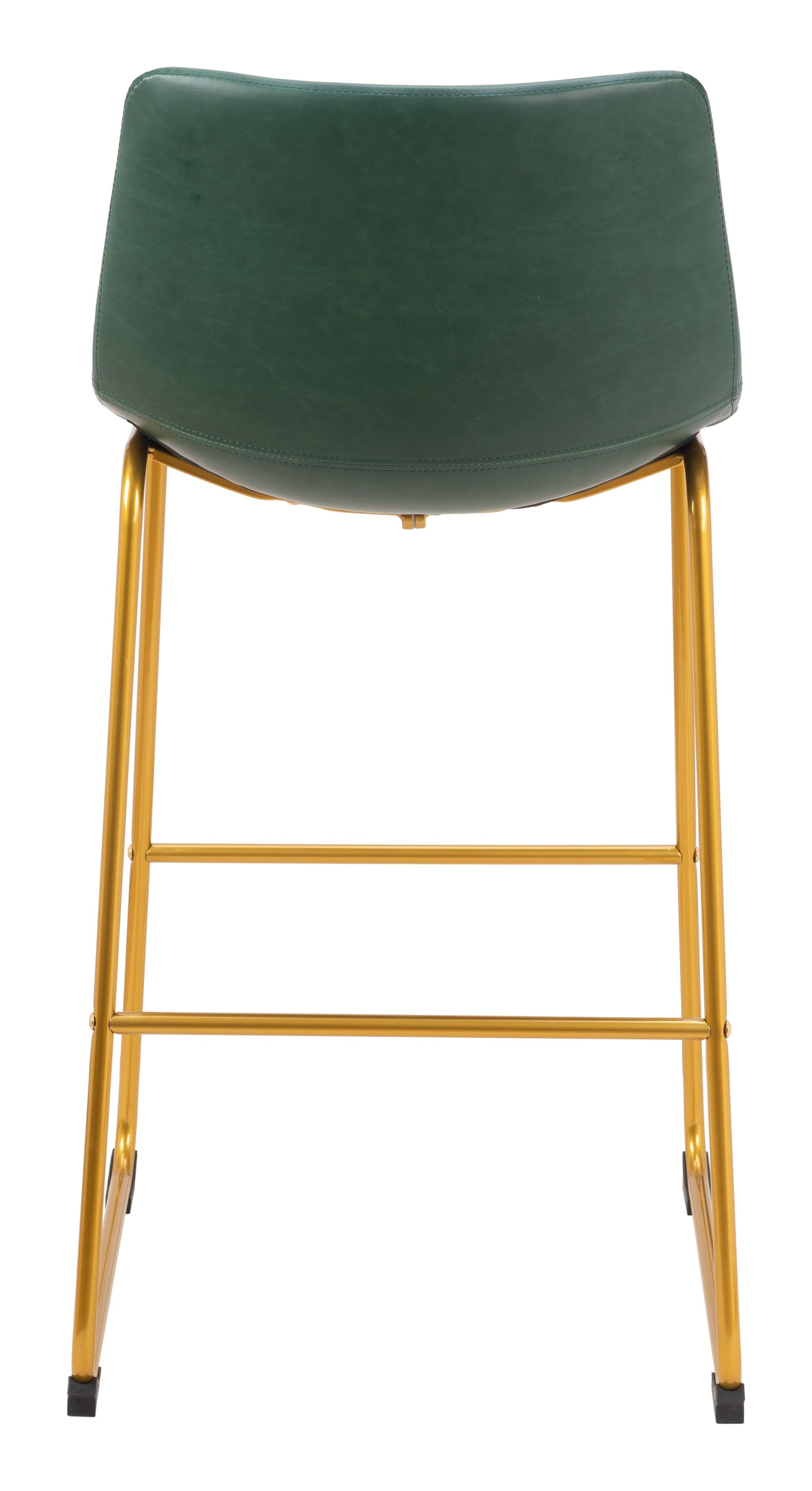 Augusta Barstool Set of 2 - Green & Gold Stylish and Modern Upholstered Barstools for Contemporary Kitchens and Bars