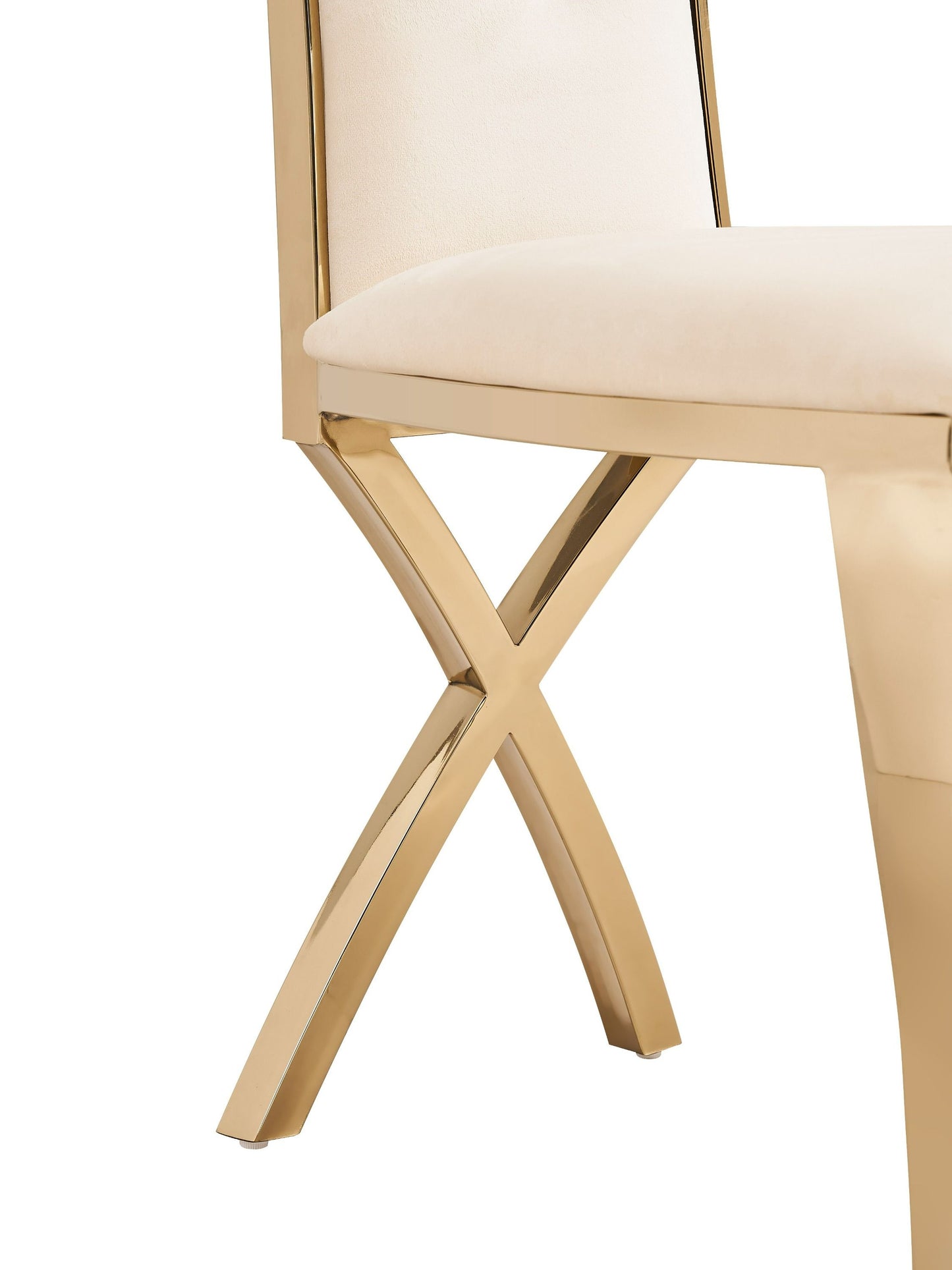 Modrest Bonnie - Modern Beige Velvet & Champagne Gold Dining Chair (Set of 2)