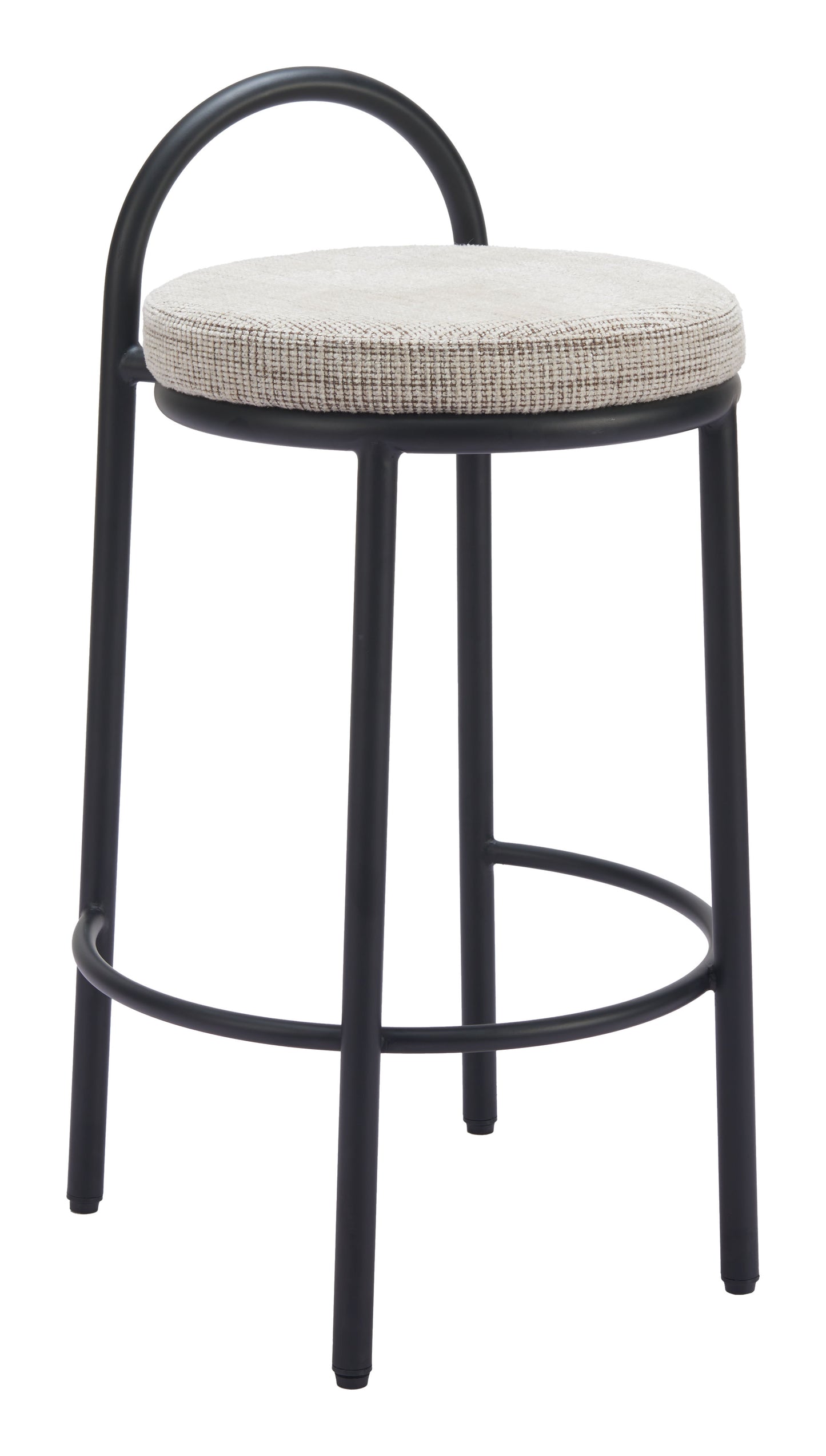 Sisal Counter Stool Set of 2 - Beige Tweed Stylish Upholstered Stools for Modern Kitchens and Dining Areas