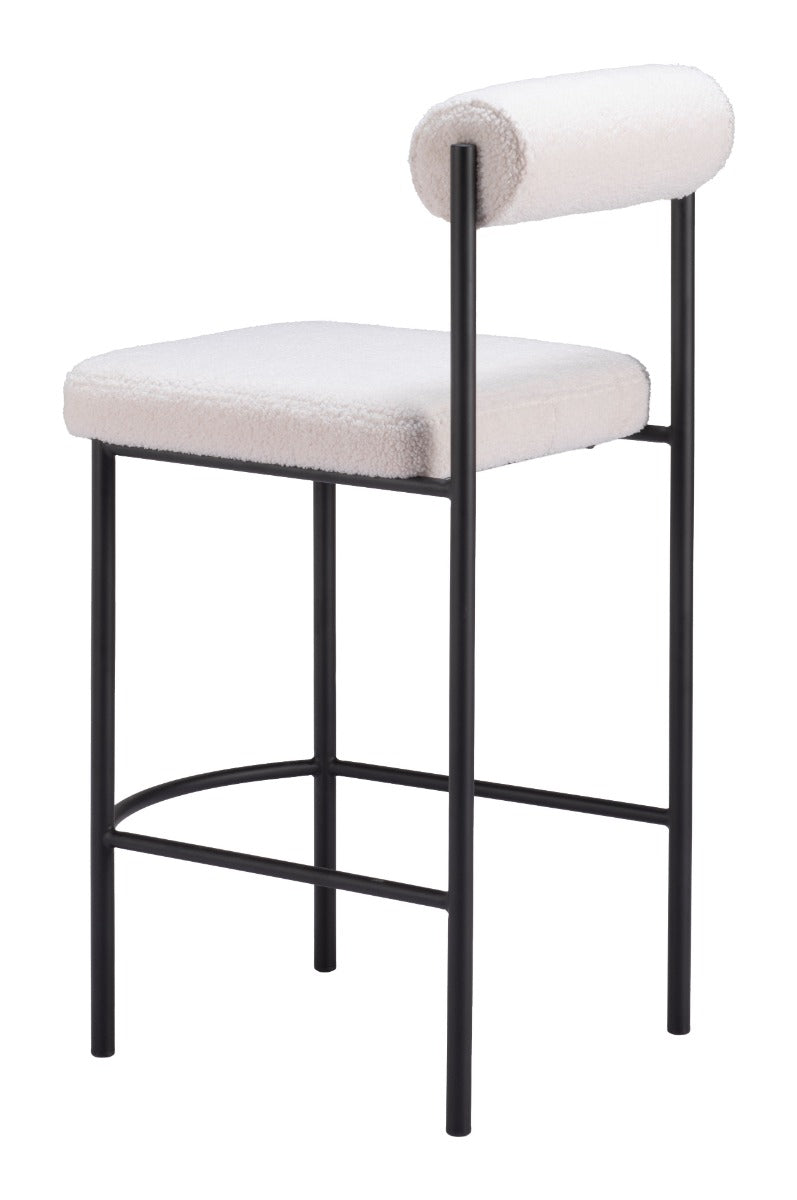 Livorno Counter Stool Set of 2 - Ivory Elegant and Comfortable Counter Stools for Contemporary Kitchens and Dining Spaces