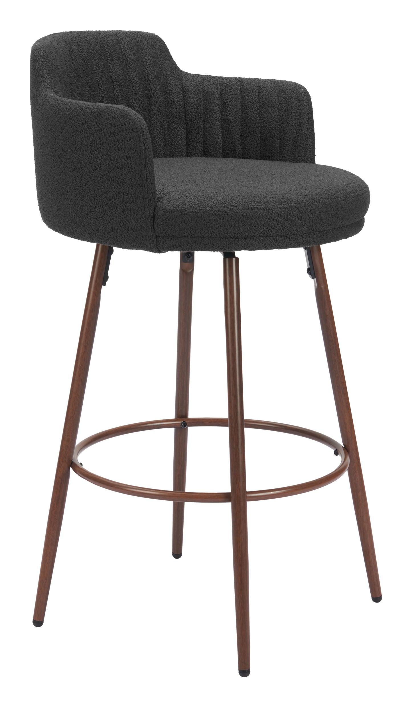 Kono Swivel Barstool (Set of 2) Black & Walnut - Sleek & Comfortable Barstools with Black Upholstery and Walnut Wood Details for a Contemporary, Stylish Touch