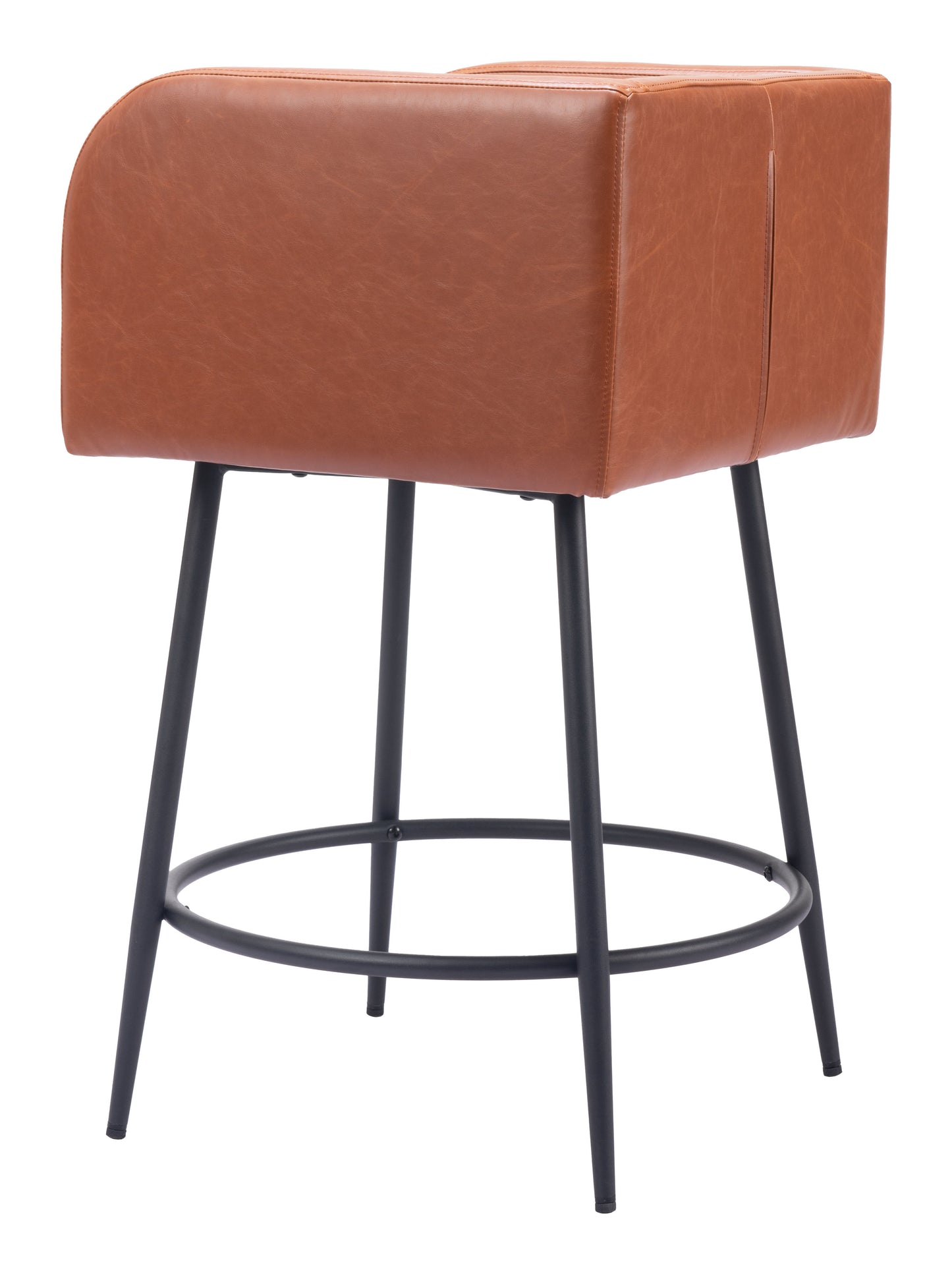 Horbat Counter Stool Set of 2 - Brown Modern and Comfortable Upholstered Stools for Contemporary Kitchens and Dining Areas