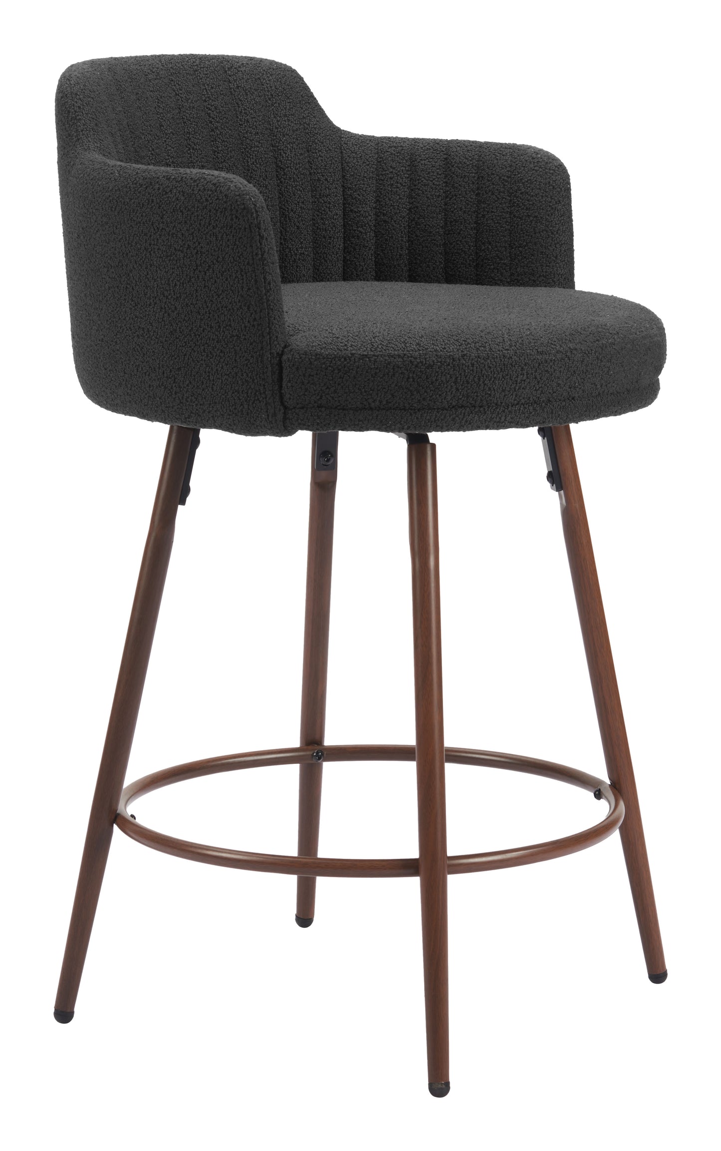 Kono Swivel Counter Stool (Set of 2) Black & Walnut - Stylish & Functional Counter Stools with a Chic Black Upholstery and Walnut Wood Accents for a Modern Look