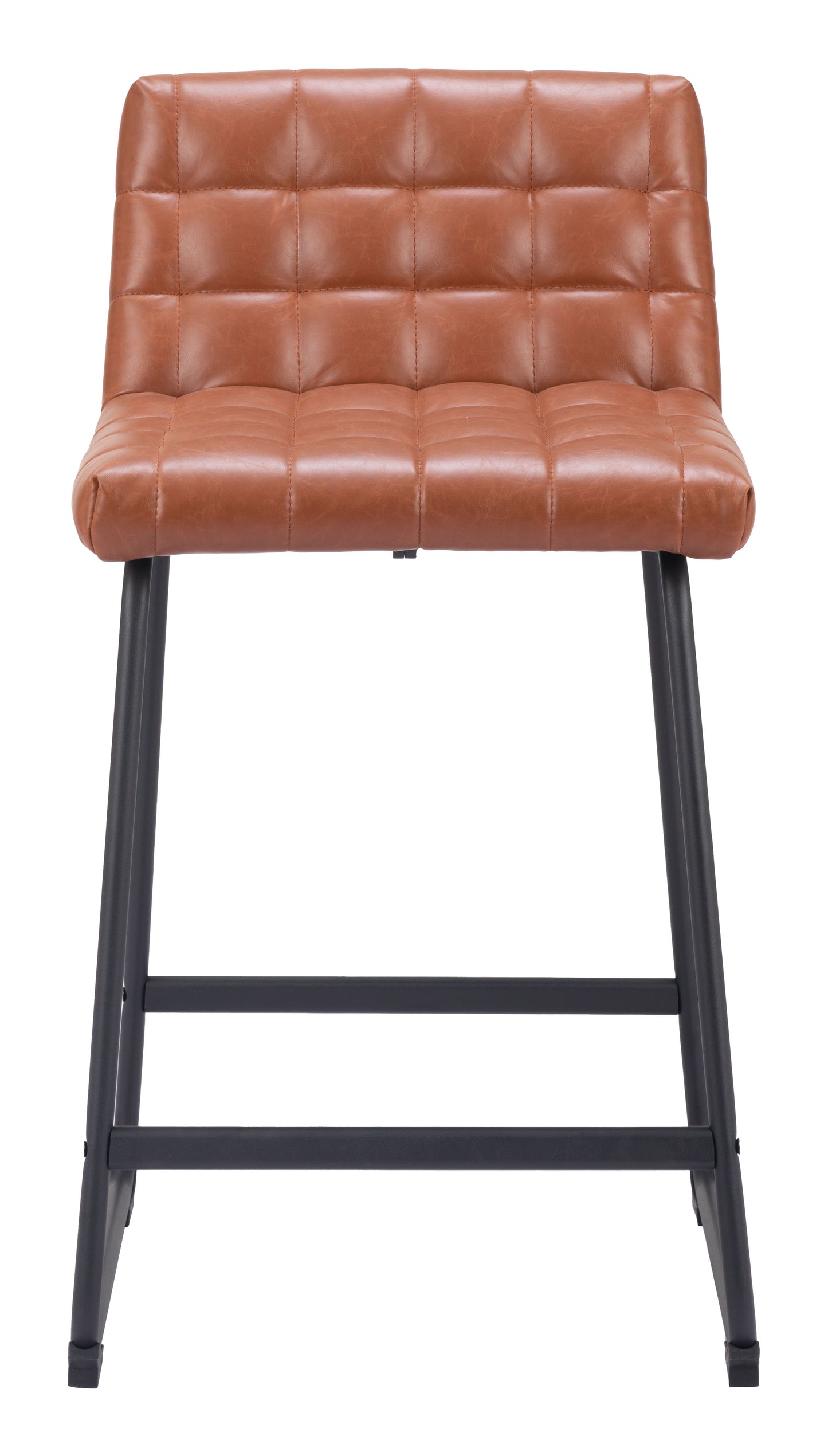 Pago Counter Stool Set of 2 - Brown Modern and Stylish Upholstered Stools for Contemporary Kitchens and Dining Spaces