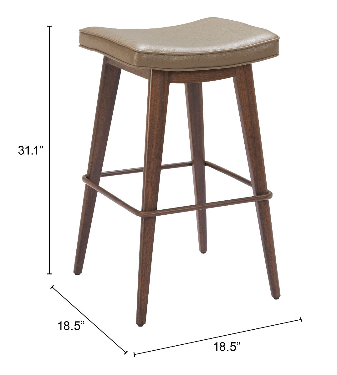 Divat Barstool (Set of 2) Taupe & Walnut β Elegant and Comfortable Taupe & Walnut Barstools for Modern Kitchens or Bars