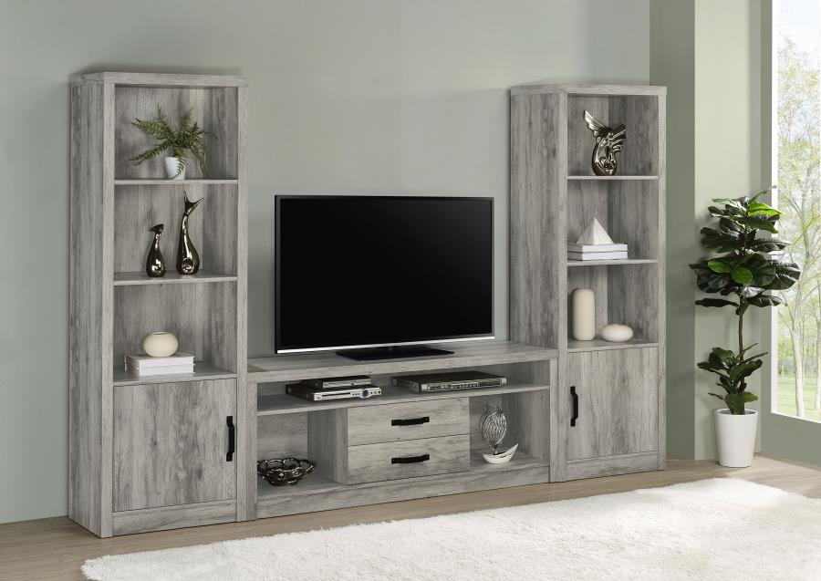 Burke 3-Piece 59" TV Entertainment Center Grey Driftwood - Rustic and Stylish Living Room Storage