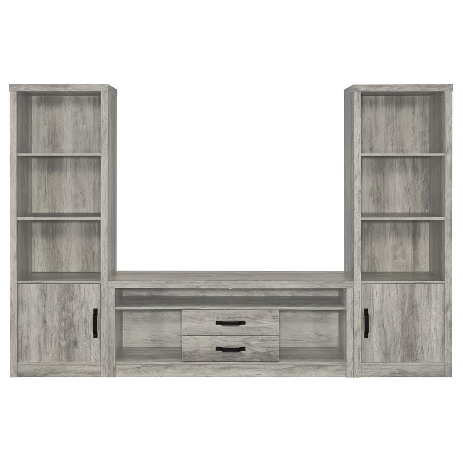 Burke 3-Piece 59" TV Entertainment Center Grey Driftwood - Rustic and Stylish Living Room Storage