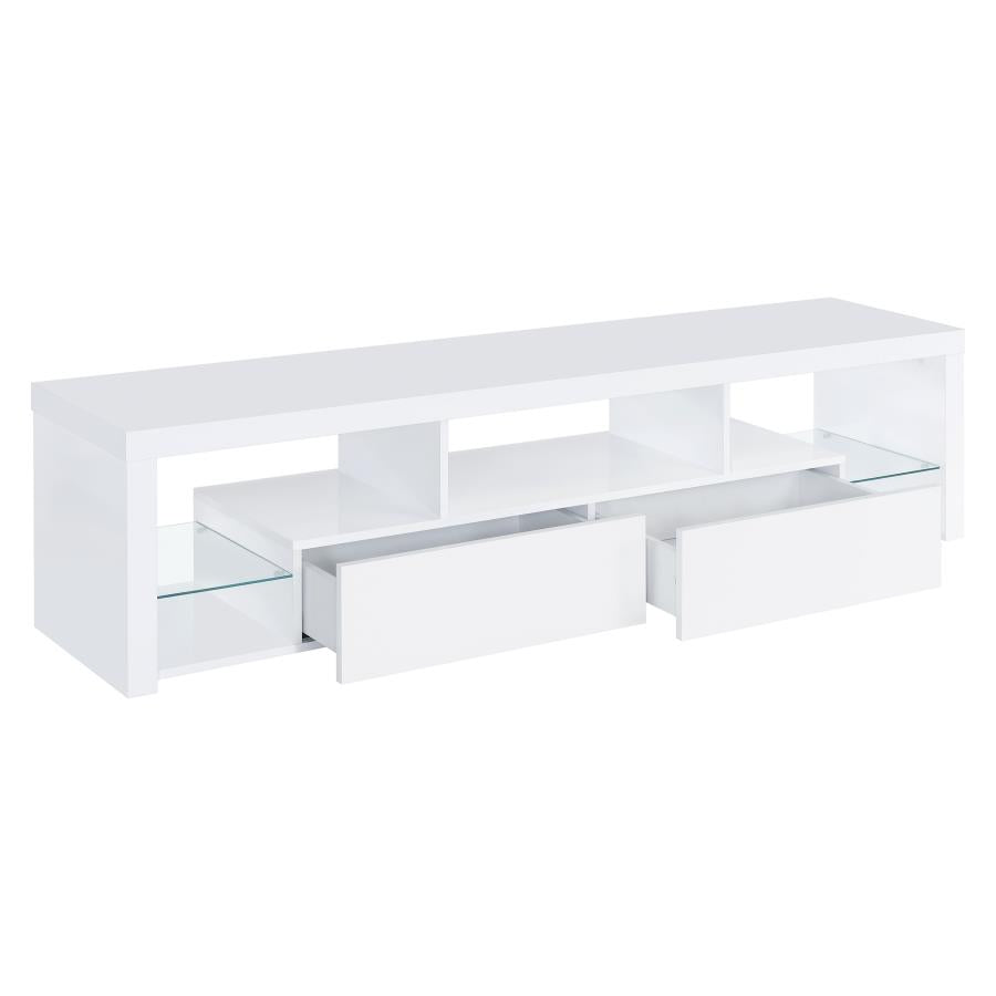 Jude 3-Piece 71" TV Entertainment Center White High Gloss - Modern and Sleek Living Room Design