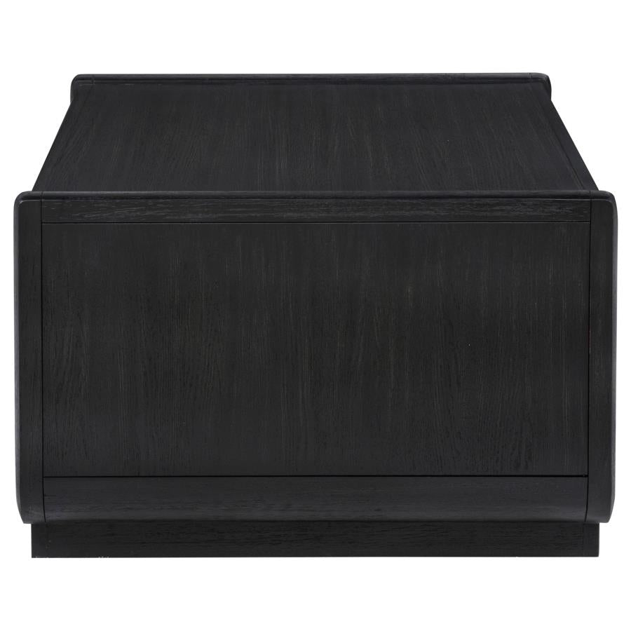 Leandro Burnished Black 2 Drawer Wood Cocktail Coffee Table