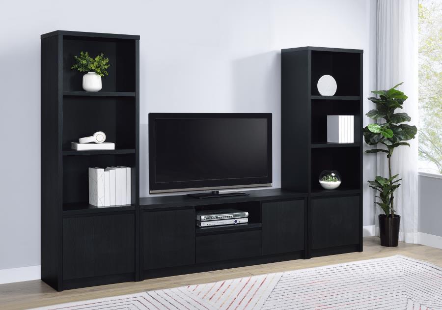 Winfield 3-Piece Black Entertainment Center with 60-Inch TV Stand – Modern Media Console Set