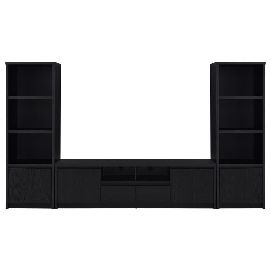 Winfield 3-Piece Black Entertainment Center with 78-Inch TV Stand – Modern Media Console Set
