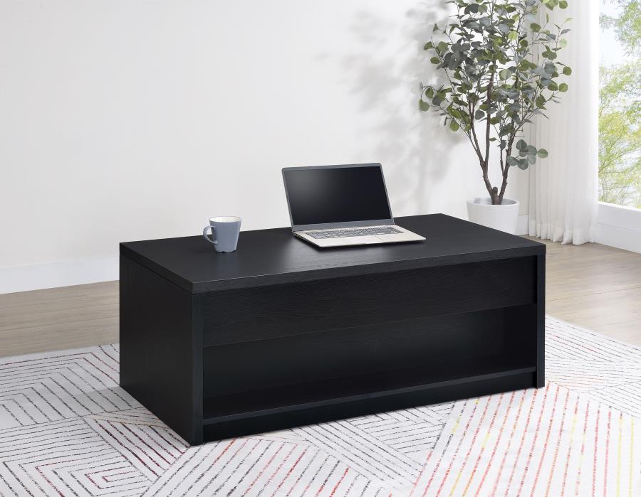 Knapp Lift-Top Cocktail Coffee Table with Dual Drawers in Black – Versatile Storage & Style