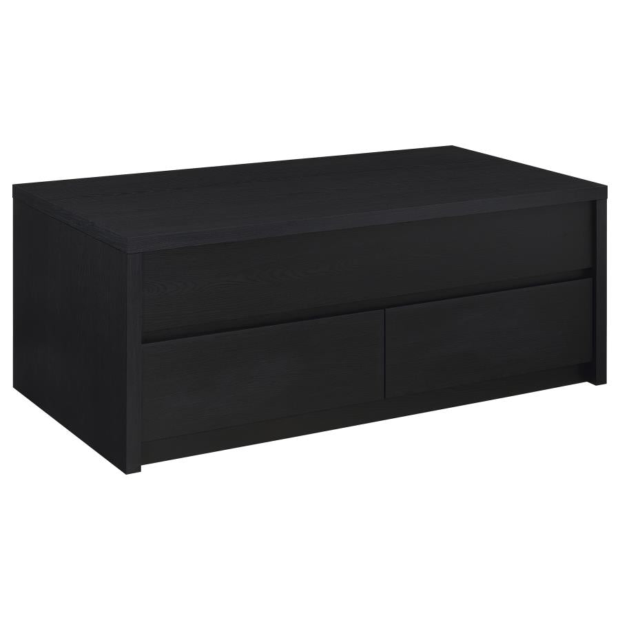 Knapp Lift-Top Cocktail Coffee Table with Dual Drawers in Black – Versatile Storage & Style