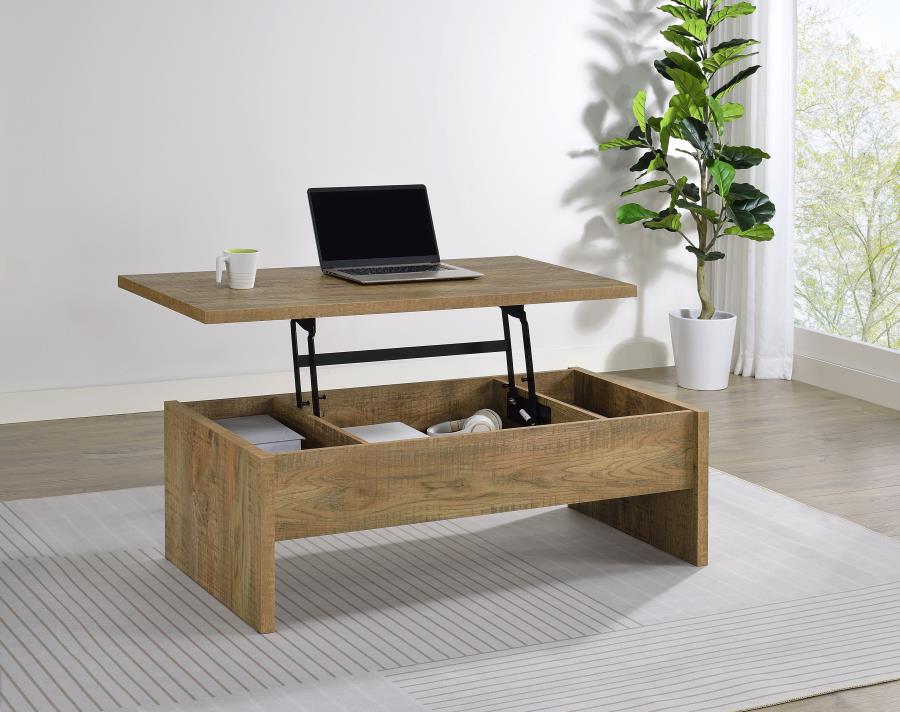 Canoga Light Oak Engineered Wood Lift Top Coffee Table - Functional Living Room Furniture