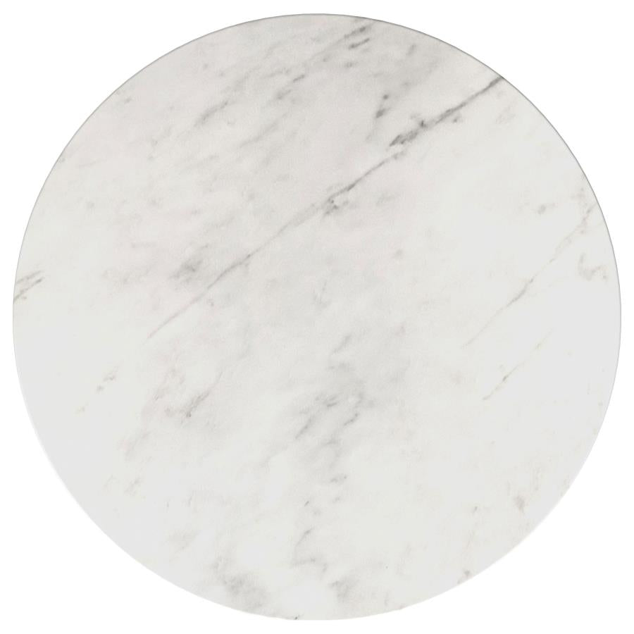 Avon Round Marble Top Stainless Steel Coffee Table White - Stylish and Contemporary Living Room Accent