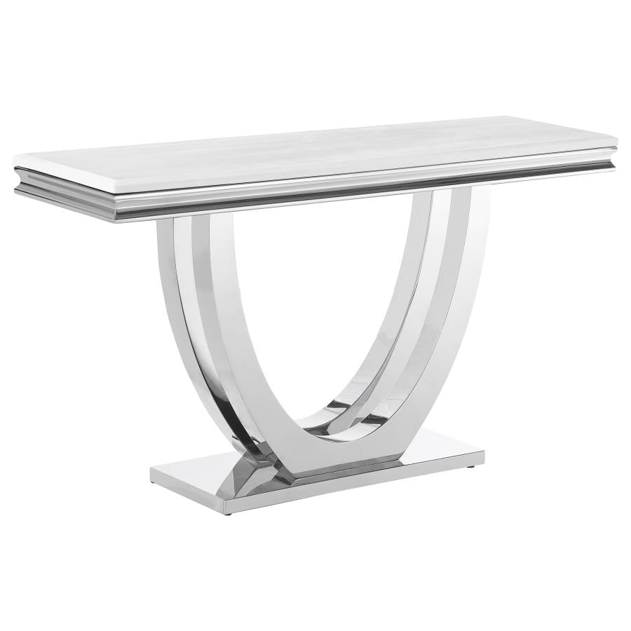 Kerwin U-Base Stone Top Entryway Sofa Console Table Chrome - Sleek and Contemporary Accent for Your Entryway