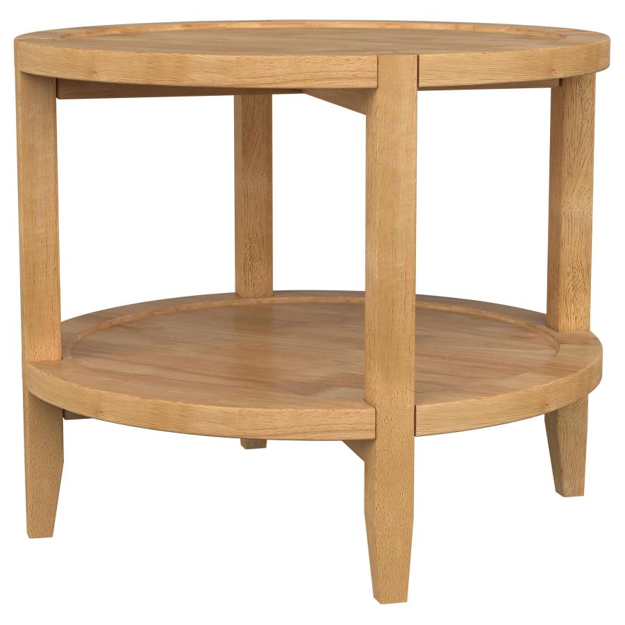 Camillo Round Solid Wood Side End Table Maple Brown - Classic and Timeless Accent for Your Living Space