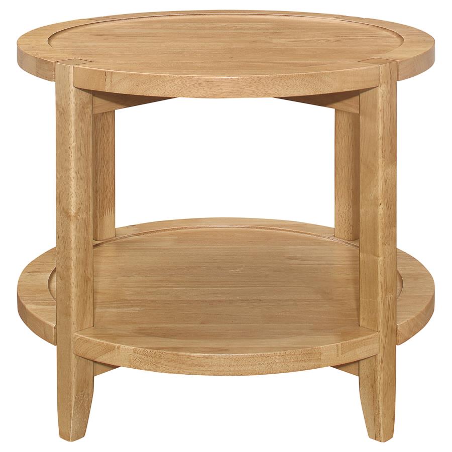 Camillo Round Solid Wood Side End Table Maple Brown - Classic and Timeless Accent for Your Living Space