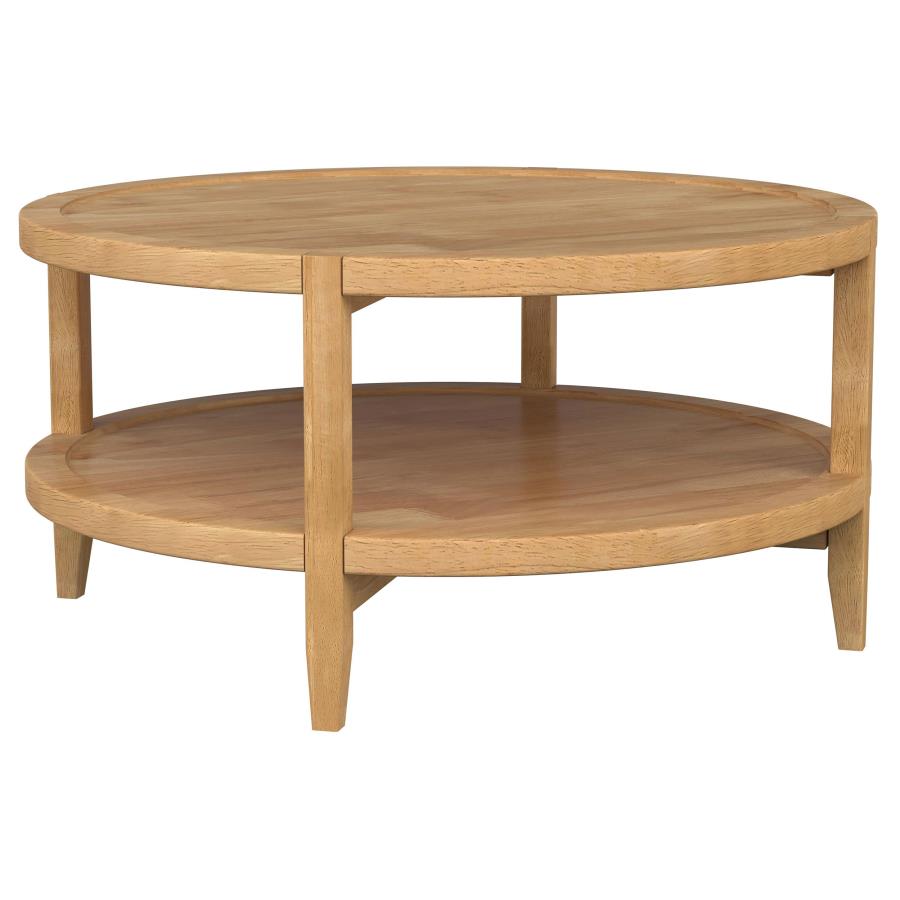 Camillo Round Solid Wood Coffee Table Maple Brown - Warm and Inviting Centerpiece for Your Living Room