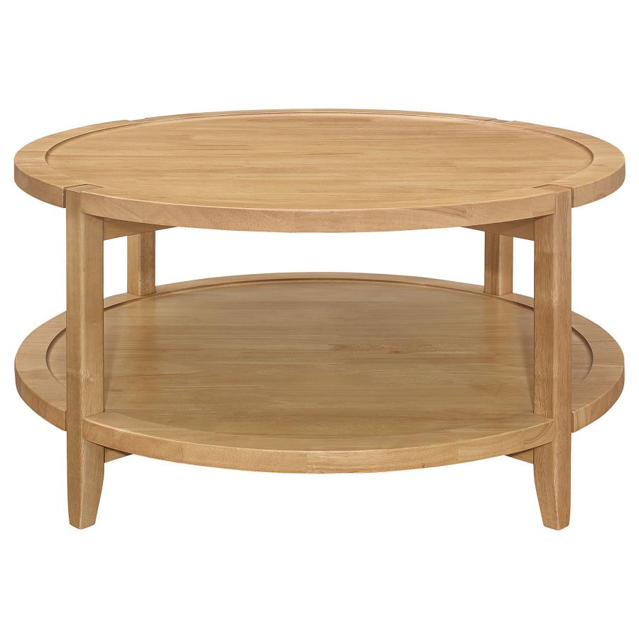 Camillo Round Solid Wood Coffee Table Maple Brown - Warm and Inviting Centerpiece for Your Living Room