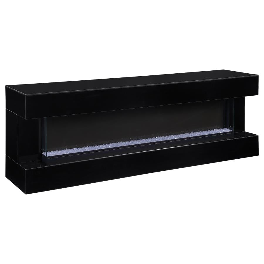 Vallerie 71" TV Stand with Visual Flame Box Black - Stylish and Functional Media Console with Warmth and Ambiance